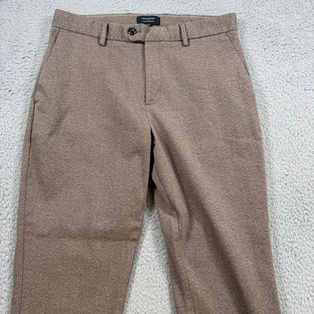 Banana Republic Mens 32x28 Slim Tapered Herringbone Chino Pants Brown Taupe